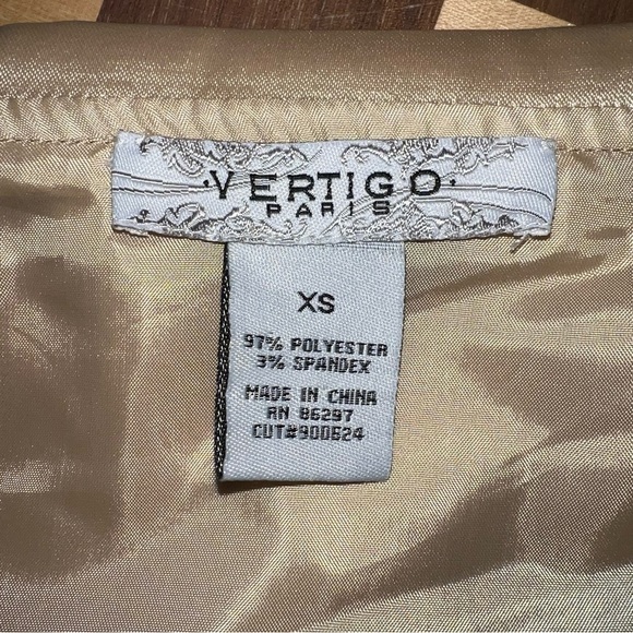 Gold Vertigo Paris XS Satin Bubble Dress with Scalloped Collar - Picture 3 of 6